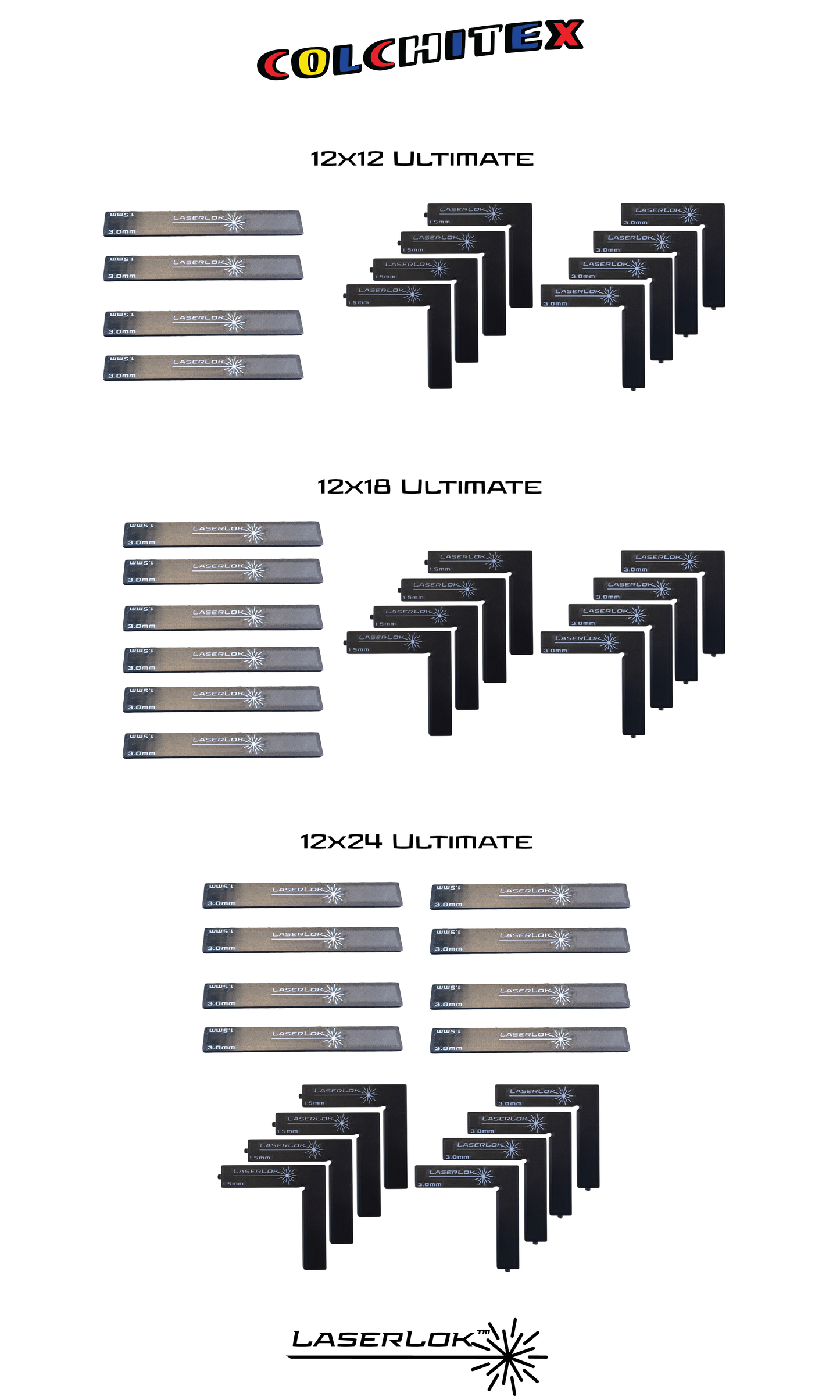 LaserLok™ Ultimate Coverage Sets (Bars + Corners) Magnetic Hold Down Bars for Laser Cutting and Engraving